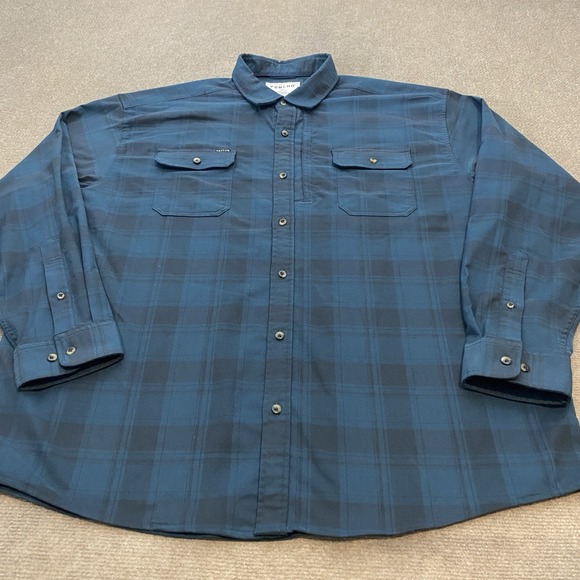 Poncho Shirt Mens Size XXL Blue Plaid Button Down Zip Pocket Long Sleeve Casual - Picture 1 of 10